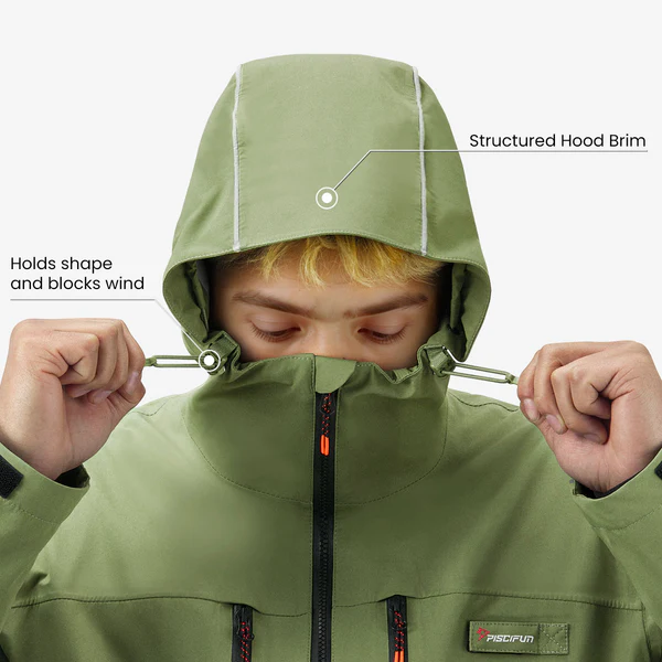Piscifun® 3-Layer Waterproof Fishing Jacket | Breathable Windproof Fly Fishing Wading Rain Jacket 7 Piscifun® 3-Layer Waterproof Fishing Jacket | Breathable Windproof Fly Fishing Wading Rain Jacket - Image 7