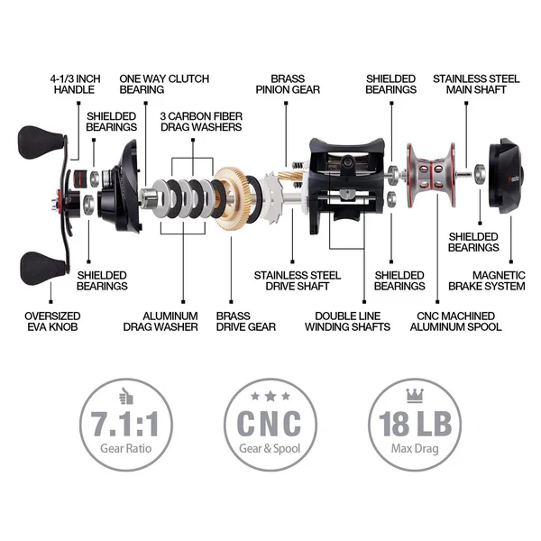 Piscifun® Torrent Baitcasting Reel 18Lbs Max Drag 7.1:1 & 5.3:1 Gear Ratio 6 Piscifun® Torrent Baitcasting Reel 18Lbs Max Drag 7.1:1 & 5.3:1 Gear Ratio - Image 6
