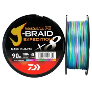 Daiwa J-Braid Expedition x8E 500m Multi Color 0.42mm braided fishing line for freshwater and saltwater fishing
