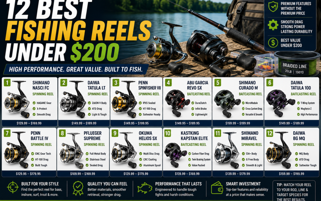 Best Fishing Reels Under $200 for Spinning and Baitcasting