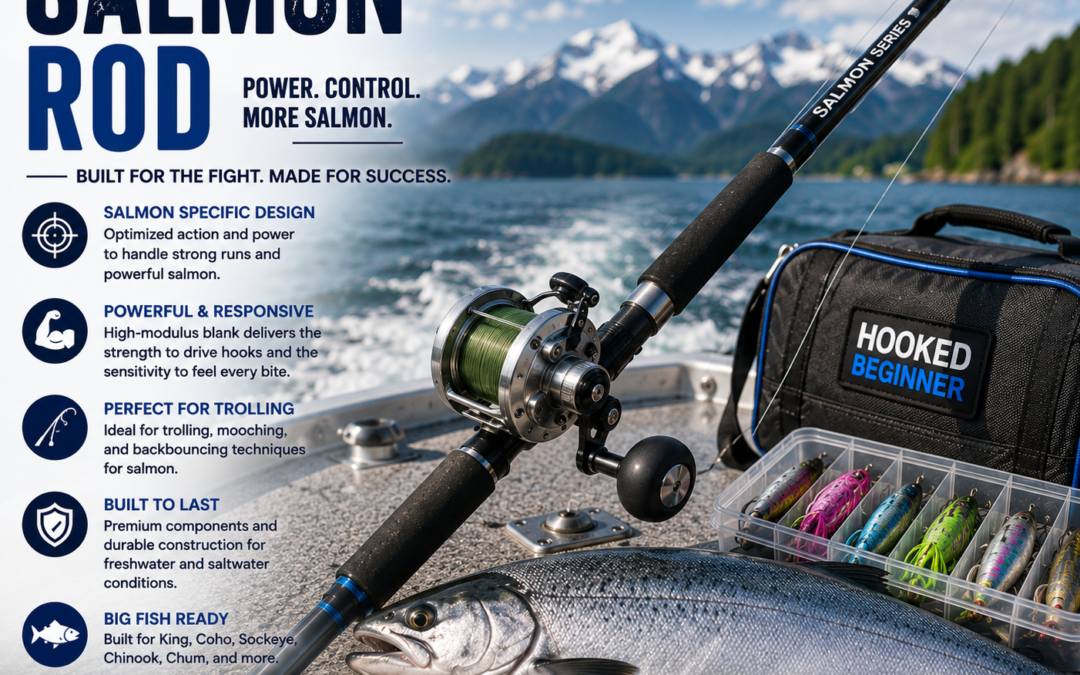 Salmon rod designed for trolling and targeting big salmon